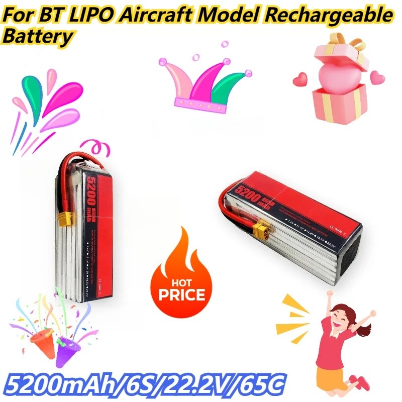 5200mAh/6S/22.2V/65C สําหรับ BT LIPO เครื่องบินแบตเตอรี่ชาร์จ