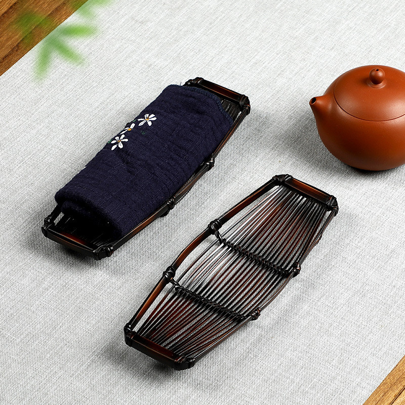 Japanese-style lacquered bamboo tea towel holder Retro Chinese-style creative storage tea snack tray