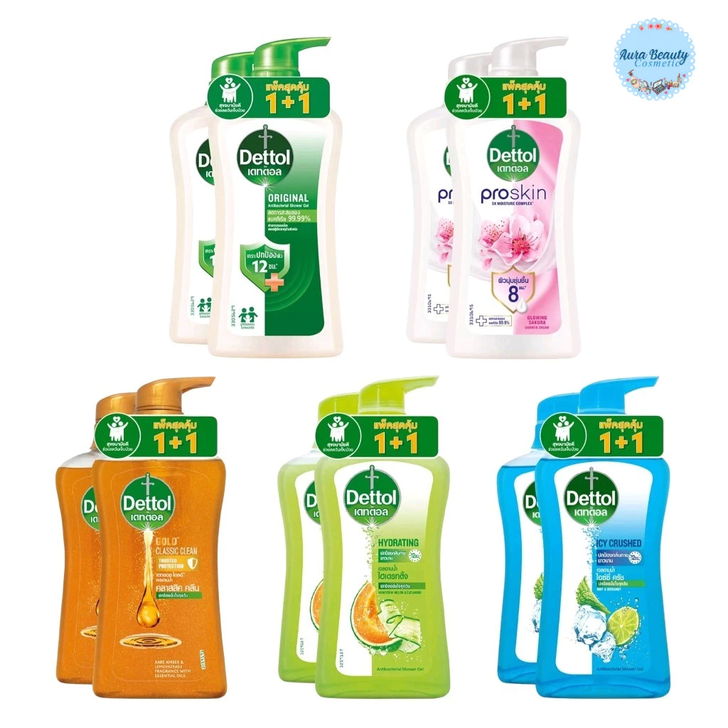 📍 (1แถม1) Dettol Shower Gel Antibacterial 500 มล. เดทตอล เจลอาบน้ำแอนตี้แบคทีเรีย สูตรสกินแคร์ ขวดปั๊ม มีสูตรให้เลือก