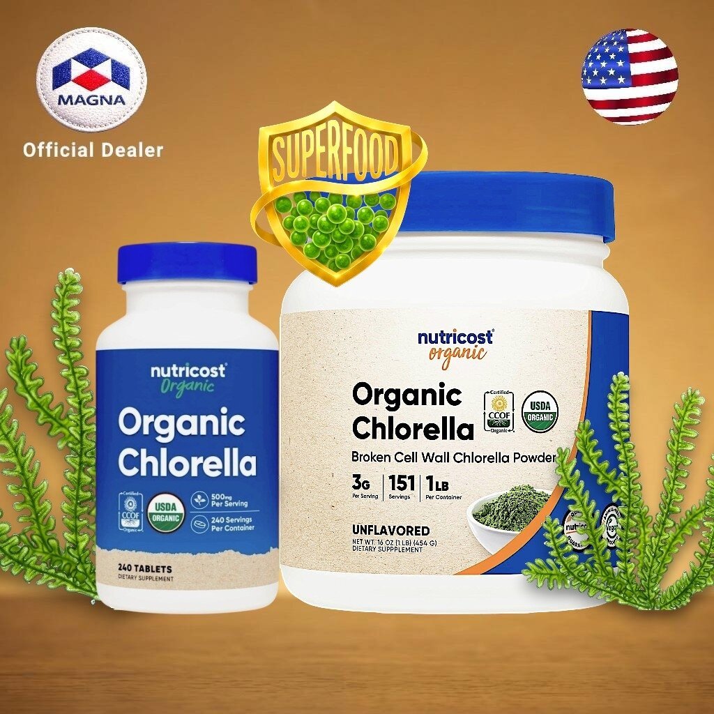 นูทรีคอสท์ คลอเรลล่า ผง / เม็ด สาหร่าย ออร์แกนิค ซูเปอร์ฟู้ด Nutricost Chlorella Algae Superfood /กิ