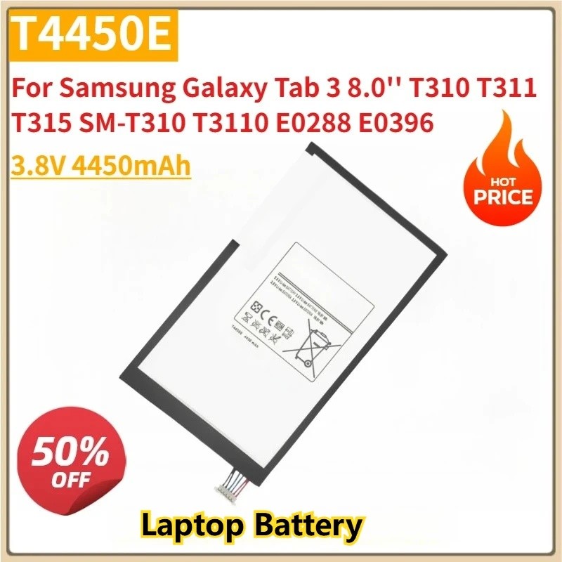 ใหม่ T4450E เปลี่ยนแบตเตอรี่แล็ปท็อป 3.8V 4450mAh สําหรับ Samsung Galaxy Tab 3 8.0 T310 T311 T315 SM