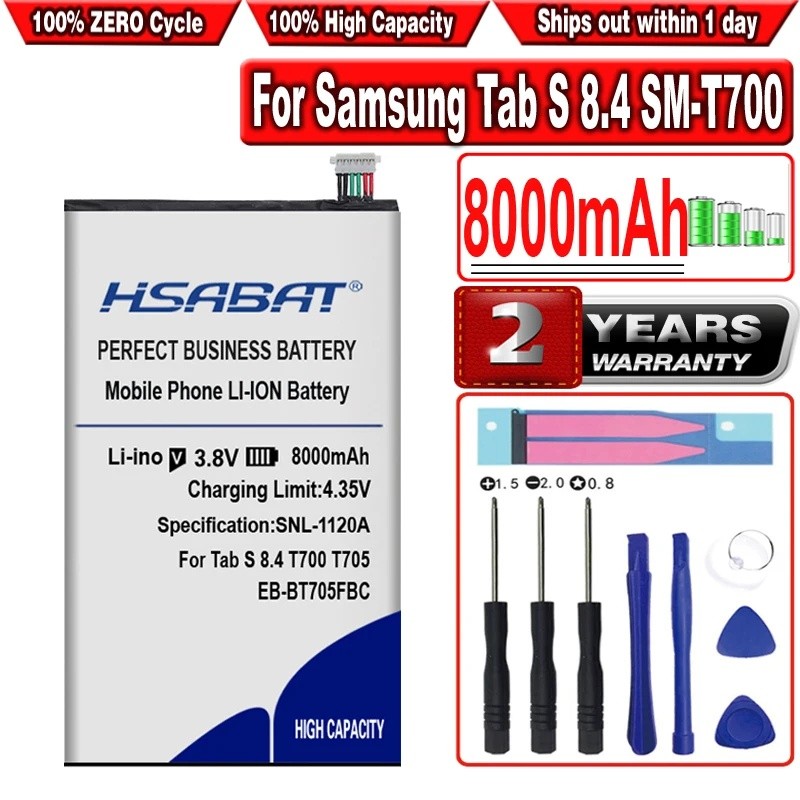 HSABAT 8000mAh EB-BT705FBC EB-BT705FBE แบตเตอรี่สําหรับ Samsung GALAXY Tab S 8.4 SM-T700 T701 T705