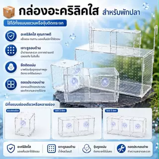 กล่องอะคริลิคใส สำหรับแยกปลา หรือกุ้ง มีหลายขนาด กั้นช่องสามารถถอดได้ แขวนหรือจุ๊บติดกระจกได้