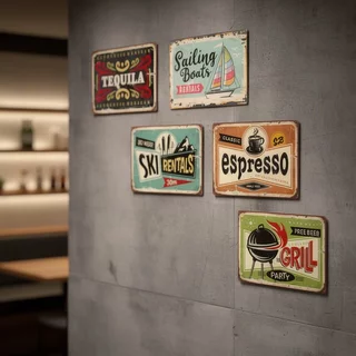 ป้ายผนังโลหะดีบุกยินดีต้อนรับ Vintage Decor Retro Plaque กันน้ํากันสนิม Cafe Bar Home