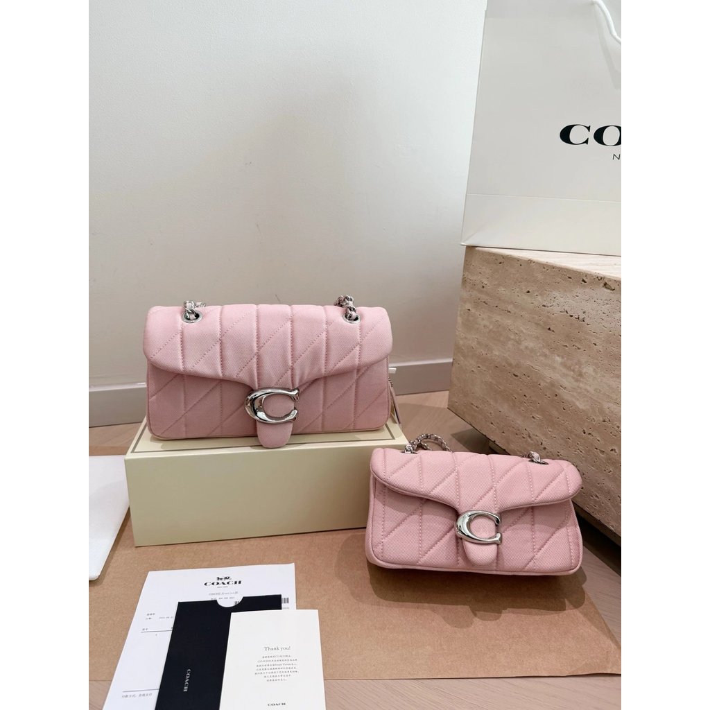 C Tabby Female Bag Tabby Classic Logo Denim Bacchus Bag Stray Bag Chain กระเป๋าสะพายไหล่ข้ามร่างกาย