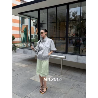 ❤ 🧵 🇰🇷 SU513 Lace-Trimmed Satin Midi Skirt กระโปรงผ้าซาตินเนื้อนุ่มละเอียด แฟชั่นเกาหลี TAG MM Fish 🧡