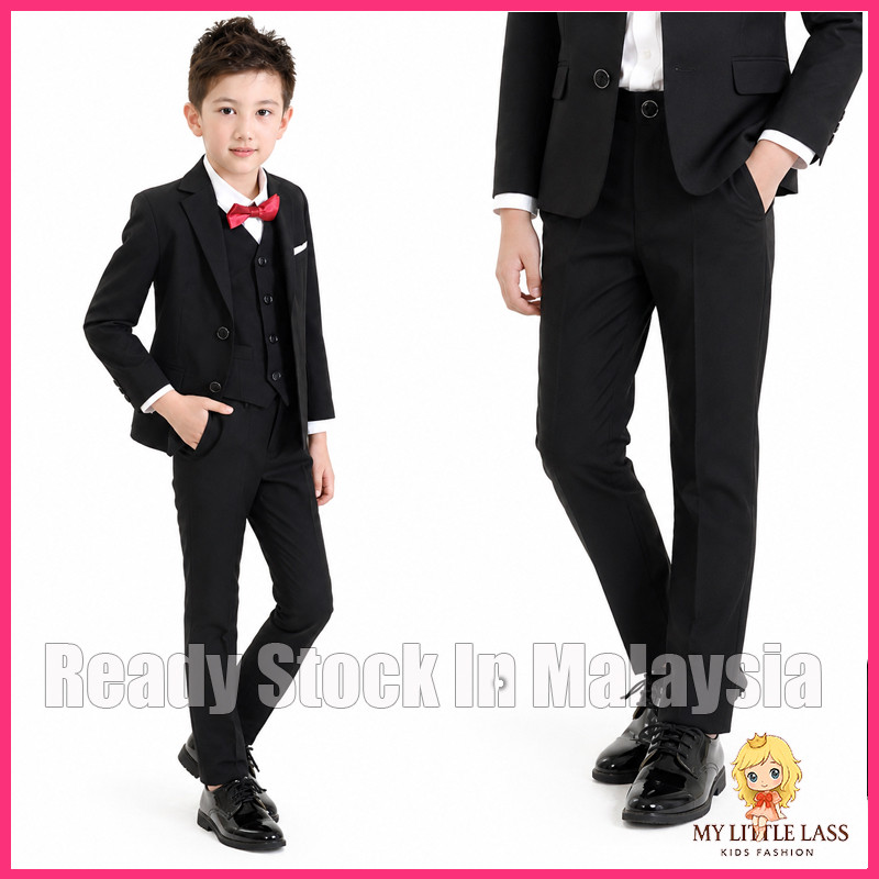 MYLITTLELASS Boy Official Slack Pant สีดําตรงยาง Back Boy Pant