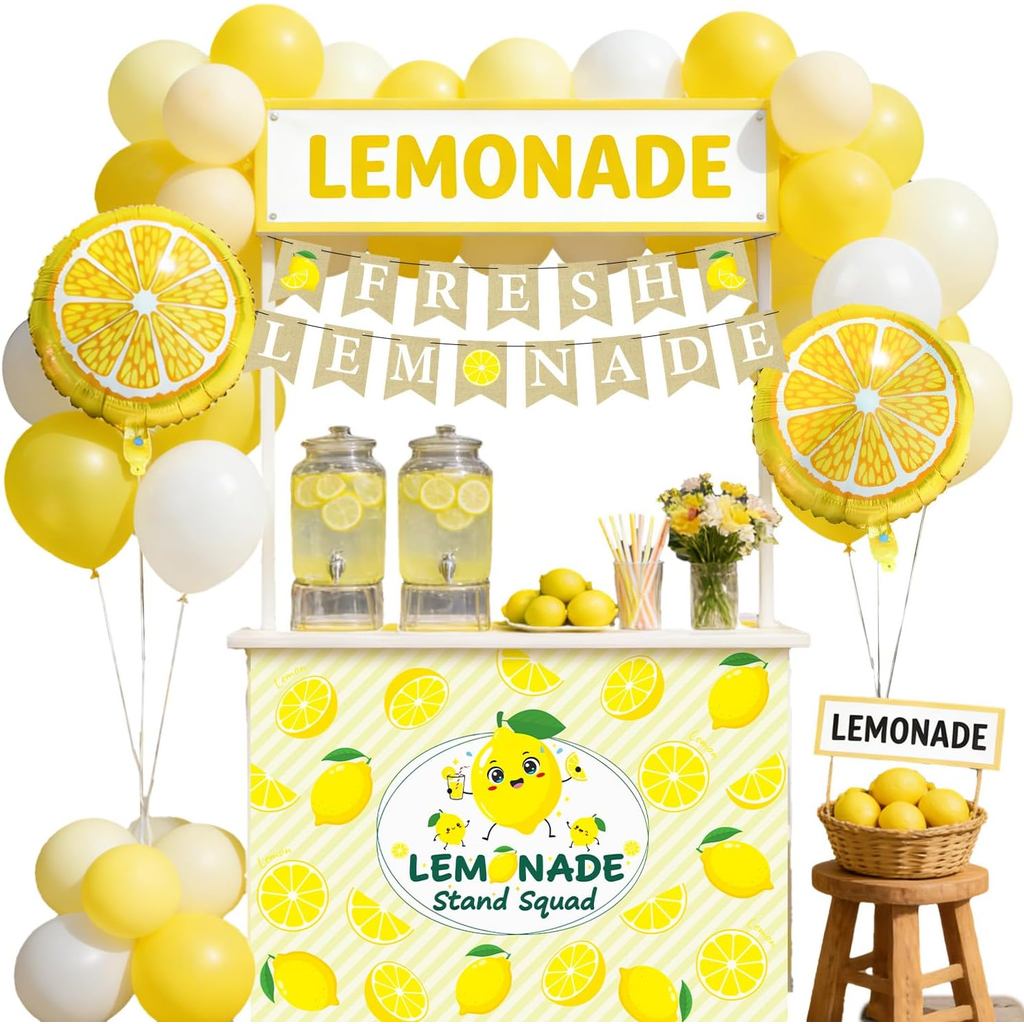 Lemonade Stand Party Decoration - 35PCS Fresh Lemonade แบนเนอร์ฉากหลังบอลลูนอุปกรณ์,มะนาวเครื่องดื่ม