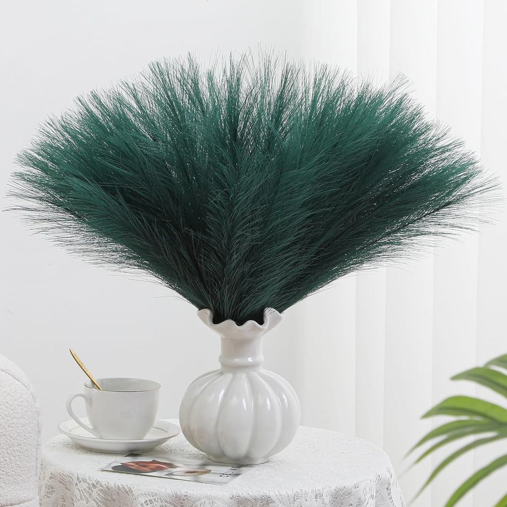 Alecono Pampas Grass 17in, Green Pampas Grass Decor สําหรับตกแต่งบ้าน, Faux Pampas Grass สําหรับชั้น