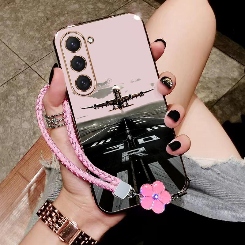 สําหรับ Galaxy A26 5G/A35 5G/A21s/A22 4G/A24 4G/A25 5G 2pcs (Airport runway เคสโทรศัพท์ + Lanyard) ค