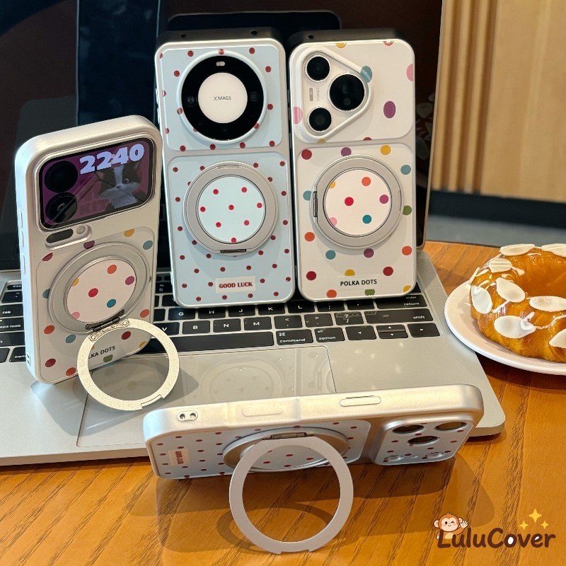 ขาตั้งแม่เหล็กสําหรับXiaomi 17T 17 Pro Max 15 15T 14 14T 13 13T 12 Ultra 12T 12S 12X Mi 11i 11X 11 Lite Pro 5G 4G 360° ที่วางหมุนได้ ปลอกลายจุดฤดูร้อนน่ารัก