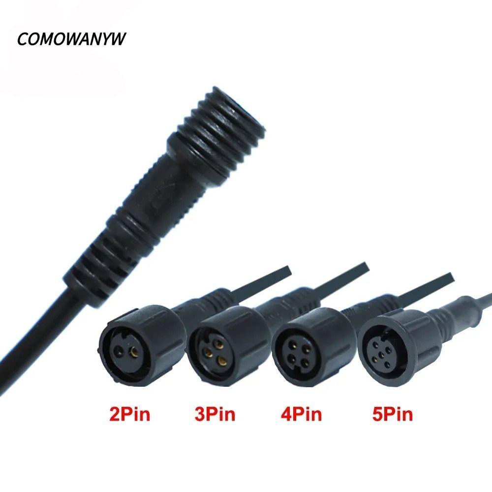 COMWANYW ชายหญิง LED Connector, IP67 20 ซม.2Pin 3Pin 4Pin แจ็ค, LED Light Connector สายสีดํา 2Pin 3P