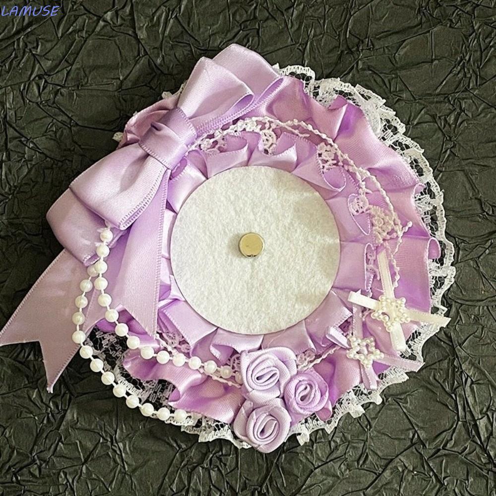 LAMUSE Itabag Badge Holder,Handmade Bow Lolita Badges Holder,อะนิเมะอุปกรณ์เสริมน่ารักDIY Pinsแสดงริบบิ้นลูกไม้Badge Rosetteฐานถาดสาววัยรุ่น