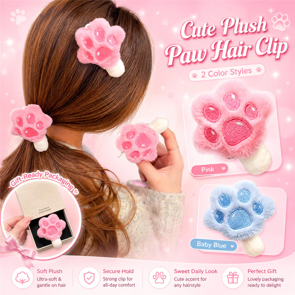 น่ารัก Quirky Zootopia themed Paw Ice Cream Clip Hairpin Plush Cat Paw สาวการ์ตูนด้านข้าง Bang คลิปเครื่องประดับผม