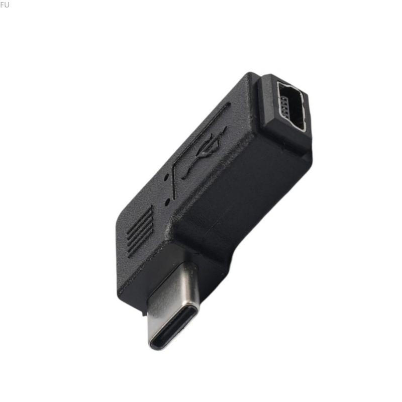 FU ขั้วต่ออะแดปเตอร์ Type-C เป็น Mini USB 90 องศารองรับการชาร์จและซิงค์ข้อมูล