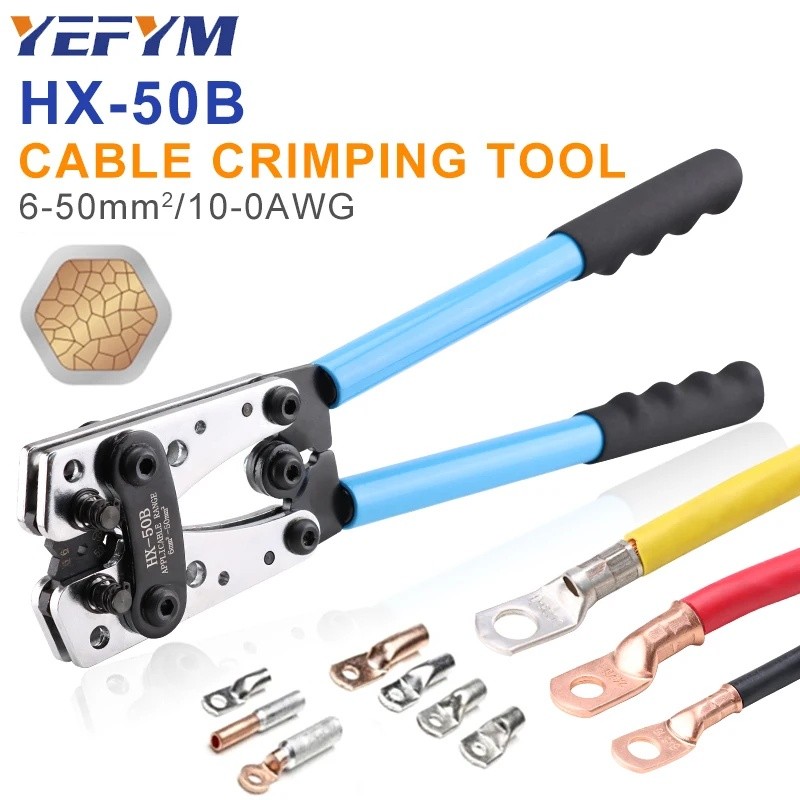 B4ZL Crimping คีม 6-50 มม.2/AWG 10-0 หลอด Terminal Crimper Hex Crimp เครื่องมือ Multitool แบตเตอรี่ส