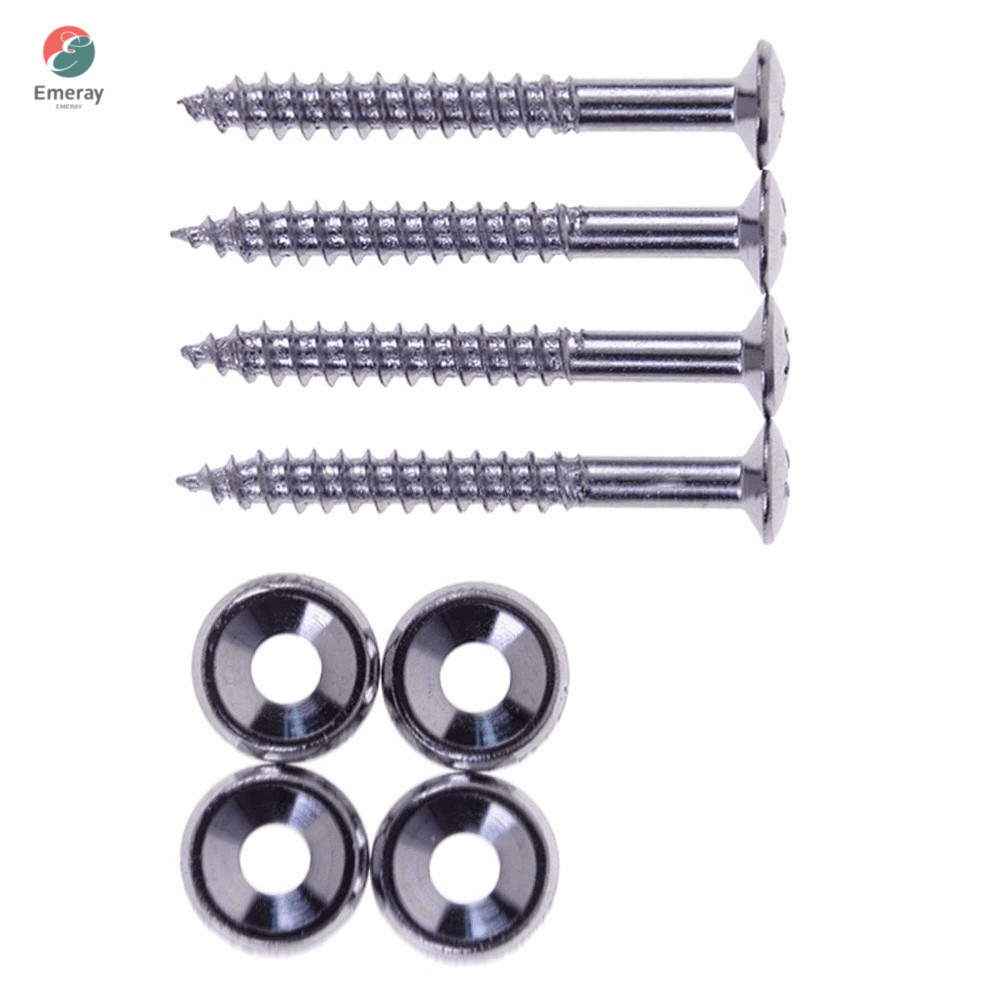 EMERAY 4PCS คอสกรู,โลหะเงินกีตาร์คอ Joint Bushings,ทนทานกีตาร์คอ Joint Ferrules กีตาร์ไฟฟ้า