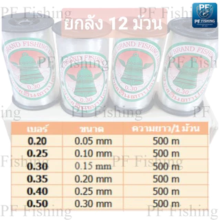 (ยกลัง 12 ม้วน ) เอ็นร้อยลูกปัด เอ็นตราระฆัง ม้วนใหญ่500ม.เอ็นร้อยสร้อย เอ็นเย็บหนัง สีใส เอ็นร้อยลูกปัดไม่ยืด เอ็น