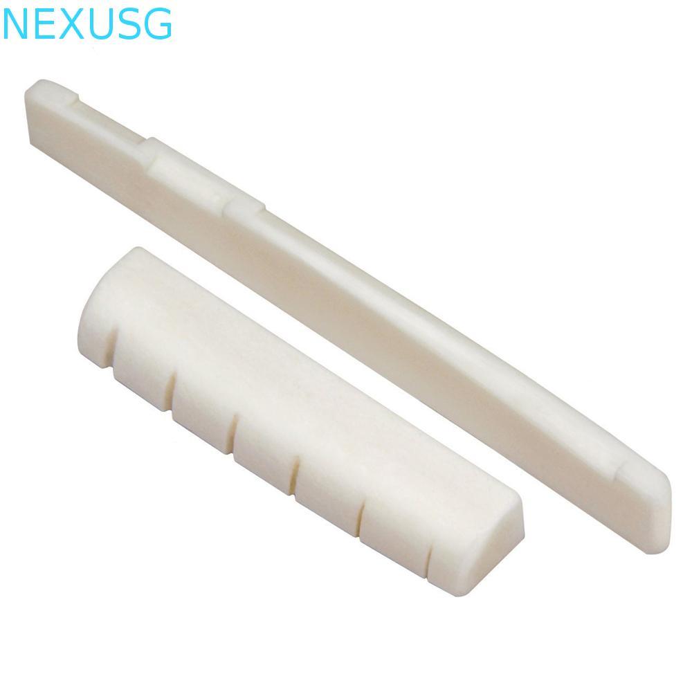 NEXUSG สะพานกระดูกกระดูกกระดูกจริงสีขาวชิ้นส่วนกีตาร์ 6 สายอุปกรณ์กีตาร์เครื่องมือร้อยเชือกอานและถั่ว