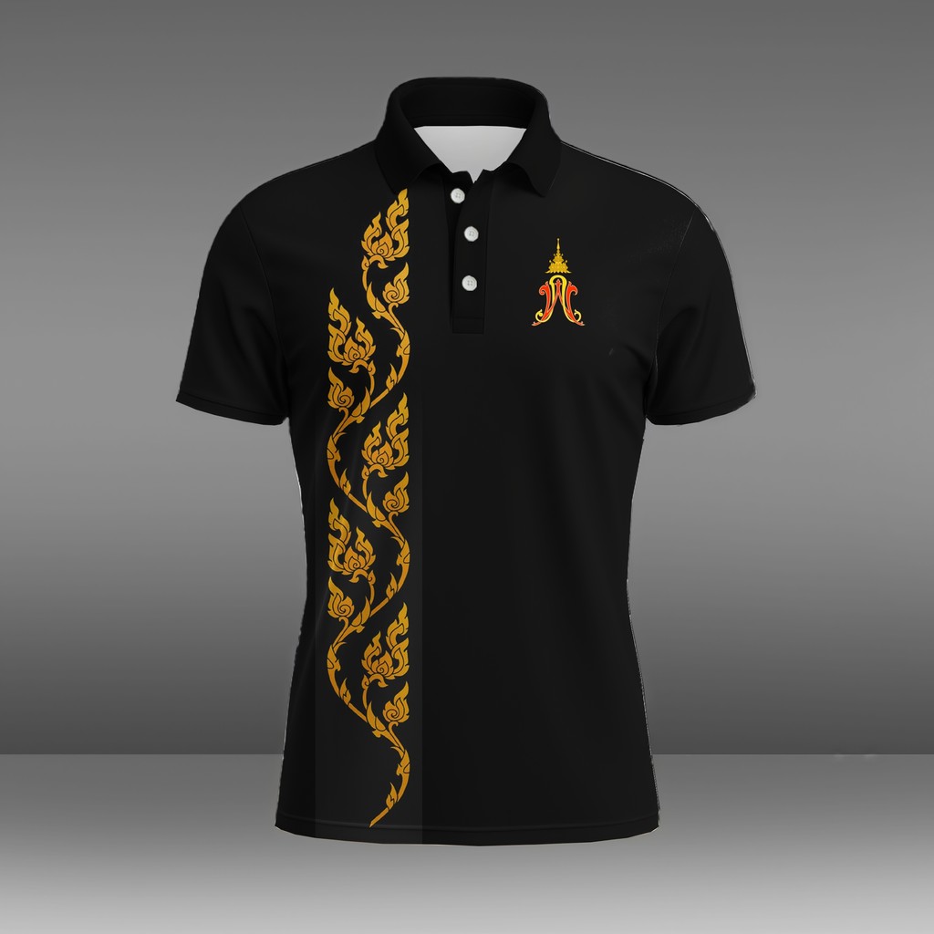 Princess Pa Charijaya Pa, Black Shirt, Men's Polo Shirt, Thai Pattern Shirt, Polo Shirt, Polo Shirt,
