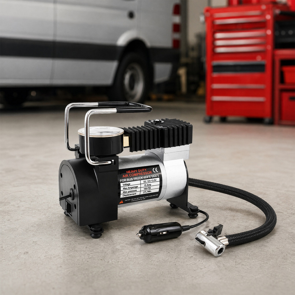 12V DC Mobile Air Compressor Pump สําหรับยานยนต์ใช้กับเครื่องวัดความดันในตัว [rgboutdoor.th]