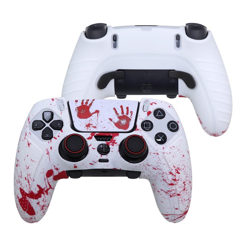 IVYUEEN สําหรับ PlayStation 5 PS5 EDGE Controller Graffiti เลือด Anti-Slip ป้องกันผิว, เคสซิลิโคนสํา