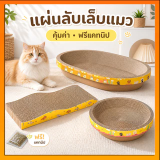 🐱ที่ลับเล็บ ที่ลับเล็บแมว ราคาถูก โซฟาที่ลับเล็บแมว กระดาษลูกฟูก แบบ 2 ด้าน ที่ลับเล็บ ที่ลับเล็บแมว แถมฟรีกัญชาแมว
