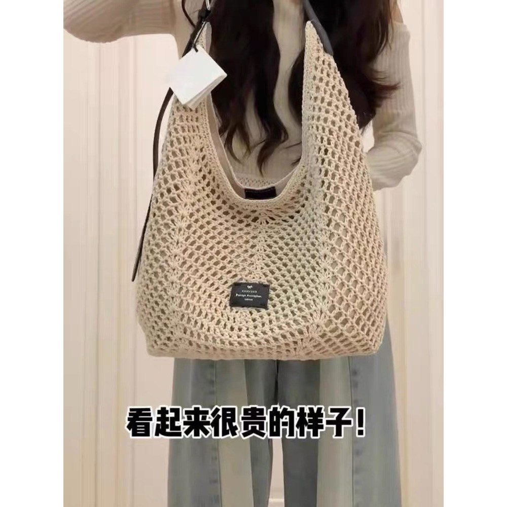 [Boutique] Niche HollowทอToteกระเป๋าหญิงสไตล์เกาหลีริมทะเลวันหยุดกระเป๋าชายหาดCommuterกระเป๋าสะพายไห