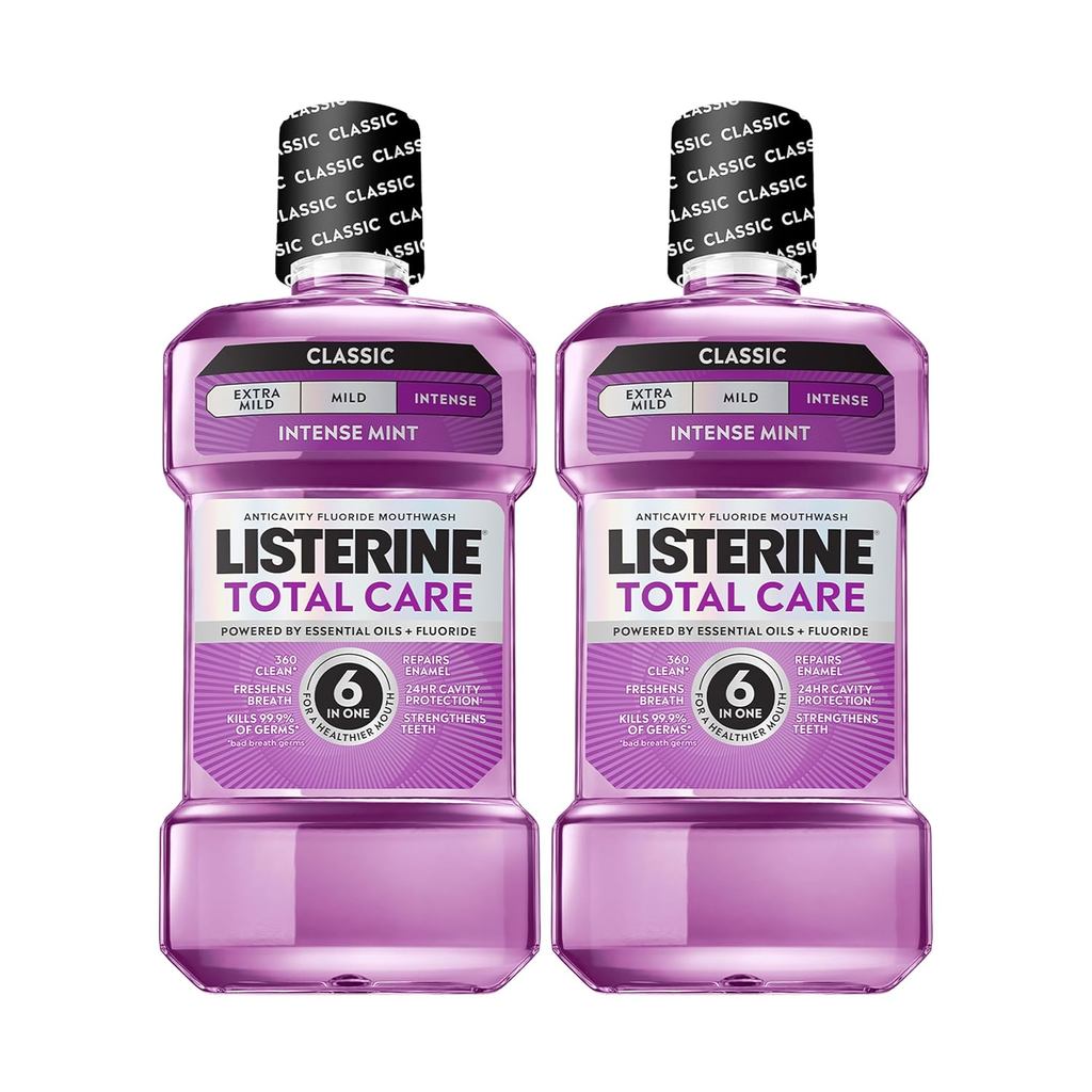 ลิสเตอรีนTotalCareAntimouthwash,IntenseMint,33.8fl.oz/1L2|AnticonvityFluorideMouthwash,ป้องกันการบิน
