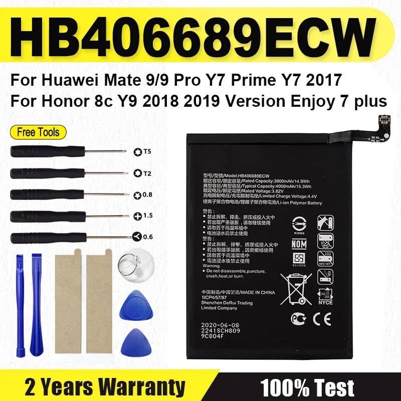 HB406689ECW 4000MAhแบตเตอรี่สําหรับHuawei Mate 9 Mate9 Honor 8C Y7 Pro 2017 Prime Enjoy 7 Plus Y9 20