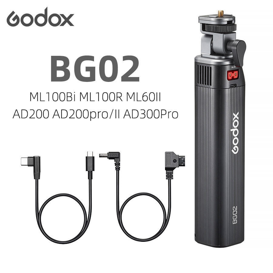 GODOX GODOX BG02 แบตเตอรี่ ML100Bi/R ML60II Bi AD200proII อายุการใช้งานแบตเตอรี่แหล่งจ่ายไฟ Handle