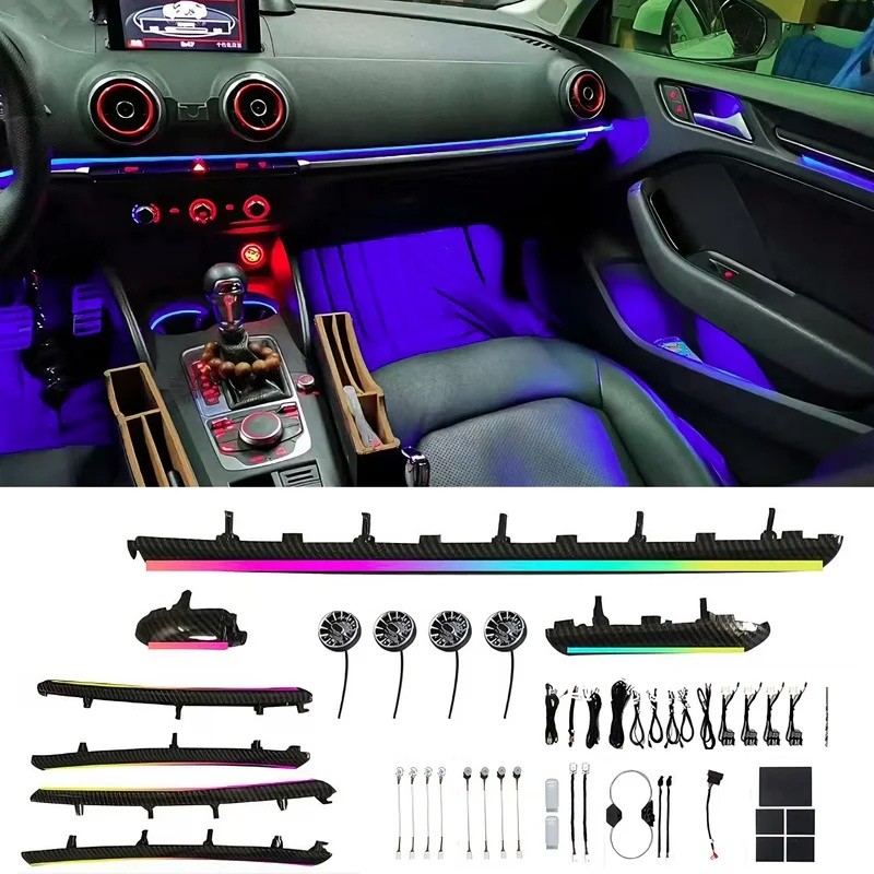 QD0I รถ LED Ambient Light สําหรับ Audi A3 S3 RS3 8V 8Y 2013-2020 MQB LHD Dashboard Air Vent ถ้วยผู้ถ