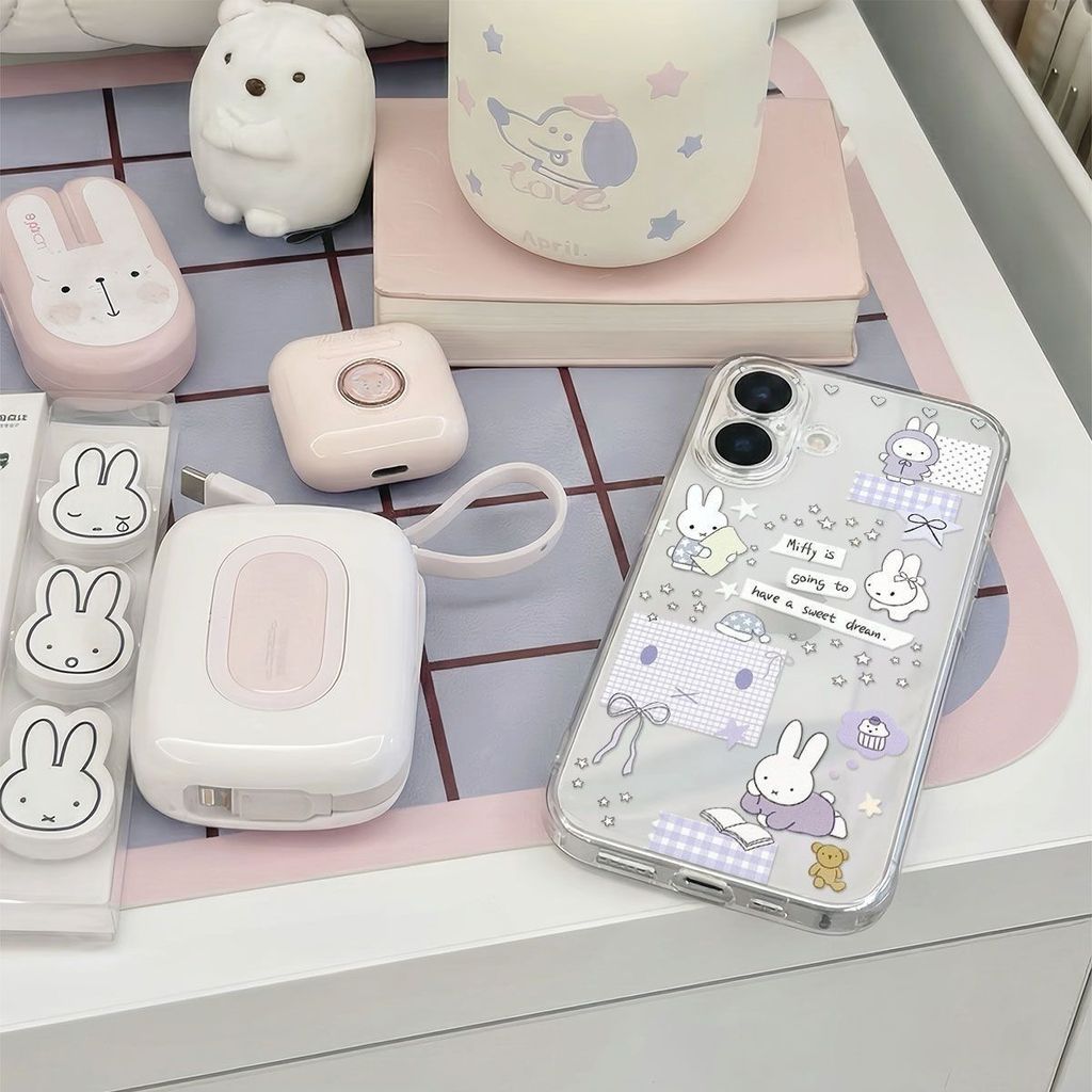 สีม่วง Miffy Bunny สําหรับ iPhone 17Promax เคส iPhone 16 Fine Hole กลวงเกินไป 1514