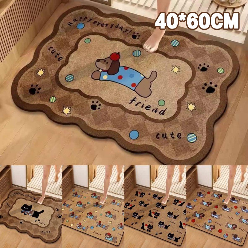 COD พรมห้องน้ํา พรมหน้าประตู 40x60cm ลายการ์ตูน ซับน้ำแห้งเร็ว กันลื่น ทนสกปรก ทำความสะอาดง่าย