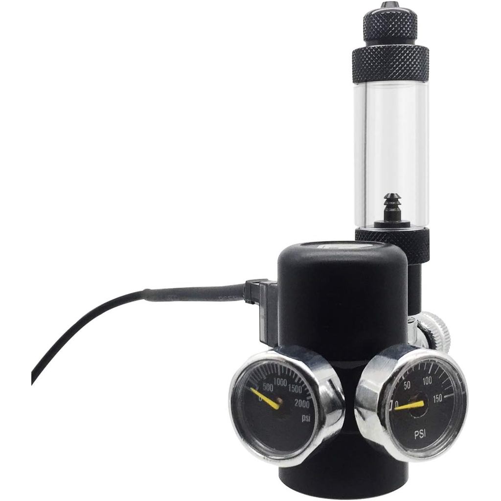 FZONE Aquarium CO2 Regulator สําหรับ Paintball พร้อม DC Solenoid และอลูมิเนียม Bubble Counter และตรว