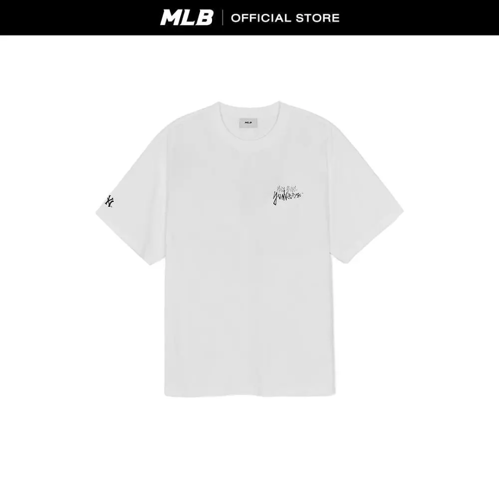 MLB เสื้อยืด ยูนิเซ็กซ์ Basic Mega Street Logo Over Fit T-Shirts รุ่น 3ATSB0563 50WHS สีขาว