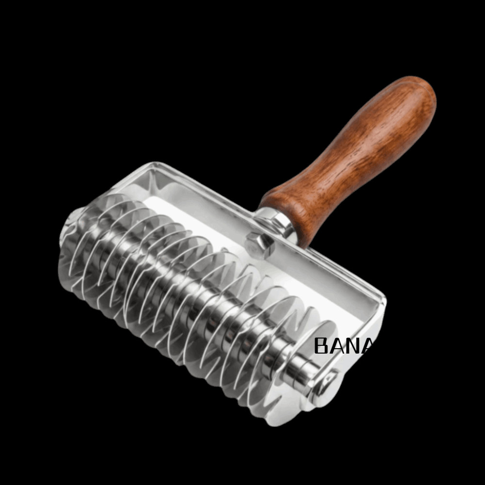 BANANA1 Lattice Pastry Cutter, สแตนเลสไม้ Handle Pastry Lattice Roller Cutter, หนา Non-stick Time-Sa
