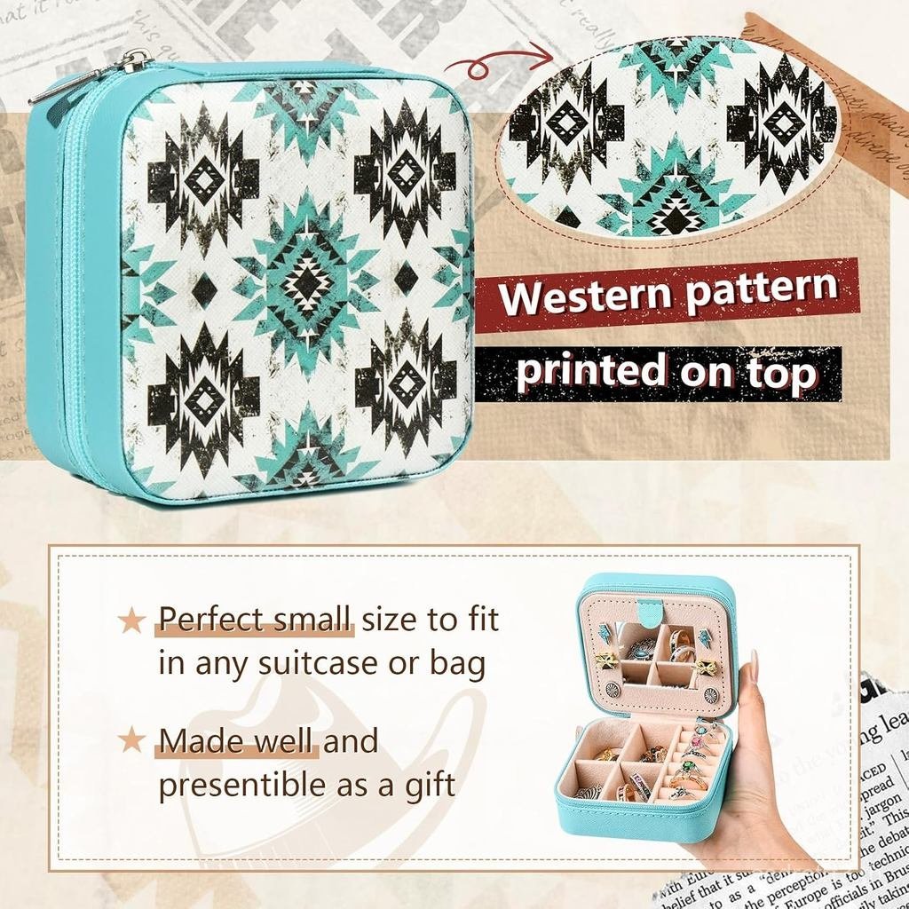 WesternJewelryBoxCaseGiftAztecPrintTravelJewelryOrganizerChristmasGiftsforTeenGirlsCowgirlStuffSmall