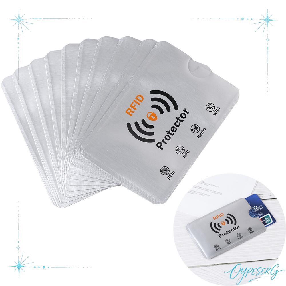 OYPESERG 10 ชิ้นการ์ดแขนป้องกันป้องกันการสแกน RFID Blocking Anti Rfid กระเป๋าสตางค์