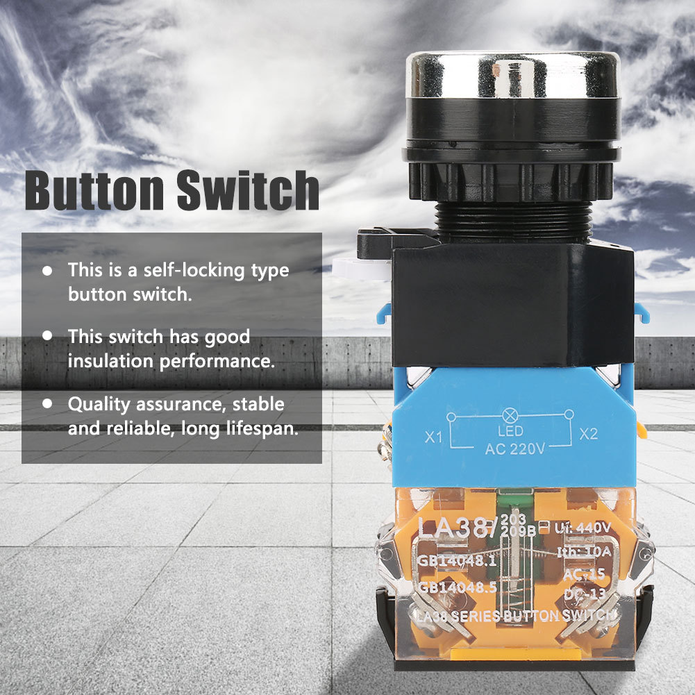 สวิตช์ปุ่มกดล็อคด้วยตนเอง LED Latching หยุดฉุกเฉิน LA38-11DNZS(LA38-11DS)