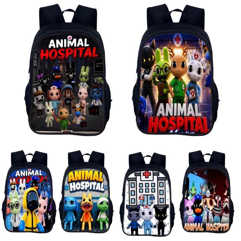 กระเป๋าเป้สะพายหลังเด็ก Animal Hospital 3D การ์ตูน กระเป๋านักเรียนประถม น้ำหนักเบากันน้ำสะดวกสบาย Backpack