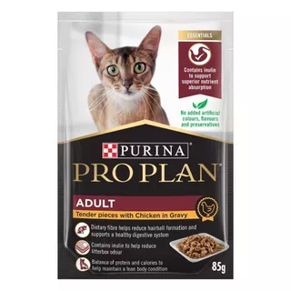 Purina PRO PLAN Cat อาหารแมวเปียก สำหรับแมวโต รสไก่ 85 g x12 ซอง สูตร Complete & Balance เลขทะเบียน07