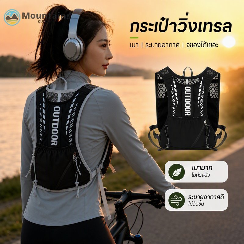COD กระเป๋าเป้สะพายหลัง กระเป๋าวิ่งเทรล เบามาก ระบายอากาศ ขความจุสูง วิ่ง ปีนเขา กลางแจ้ง