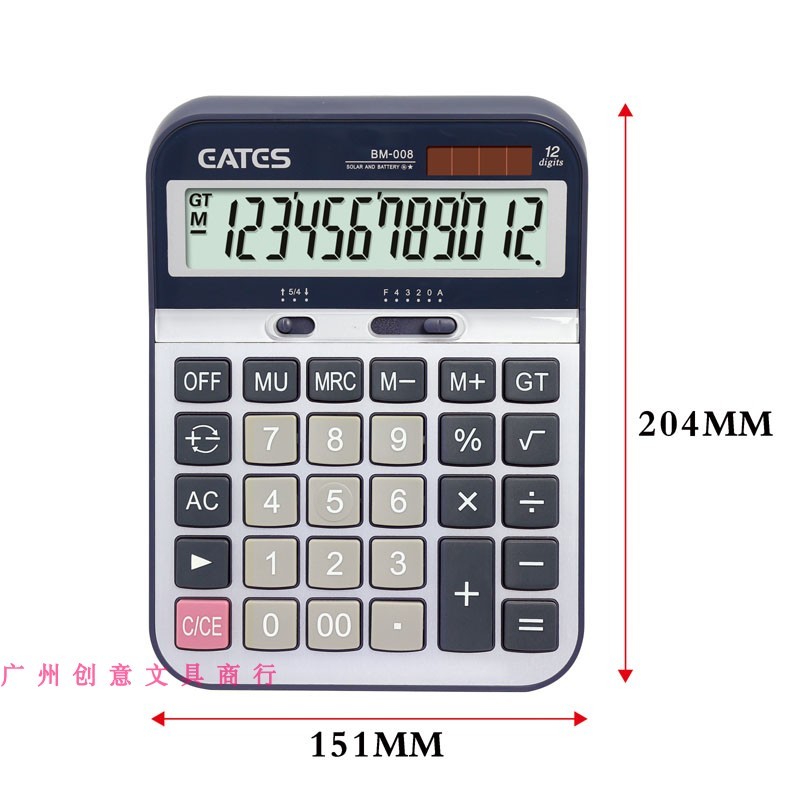 เครื่องคิดเลขเวลาวันที่ BM-008 คอมพิวเตอร์ตั้งโต๊ะสํานักงาน 12 หลักขนาดใหญ่สุด