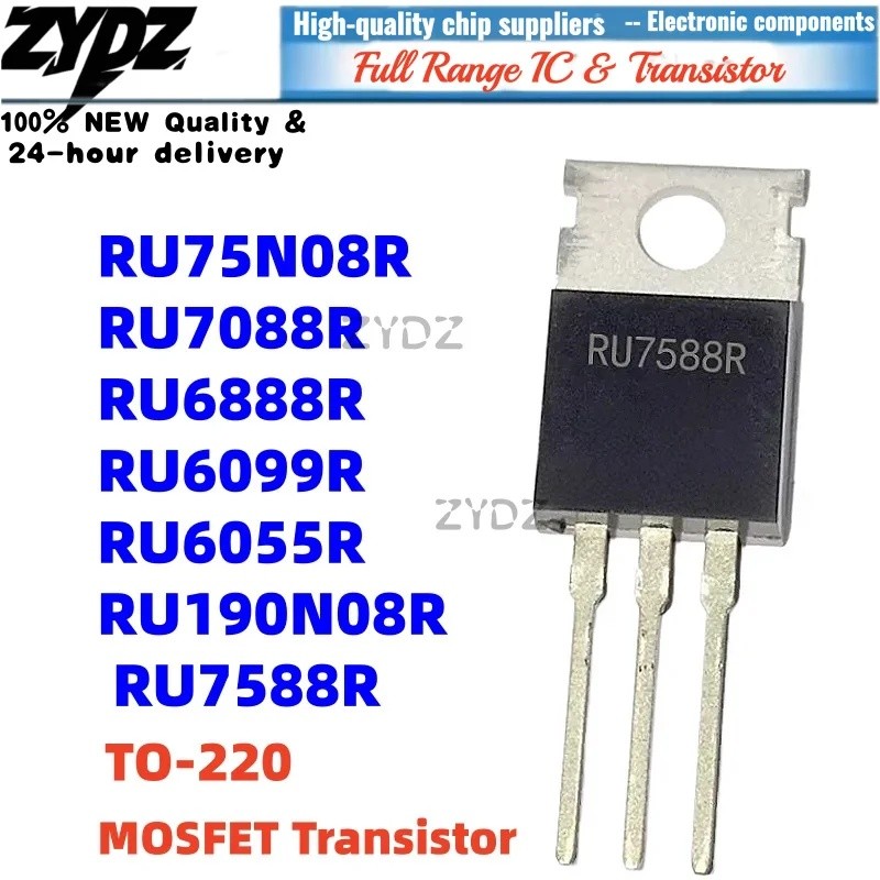 1-5PCS RU7088R RU7588R RU6099R RU6055R RU6888R RU75N08R TO-220 ขายส่ง Field Effect ทรานซิสเตอร์