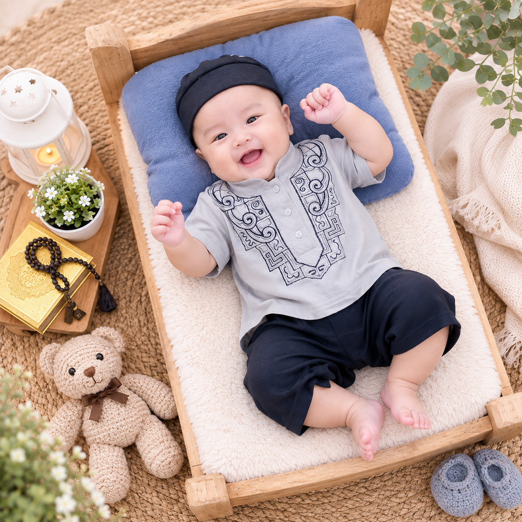 Jumper Baju Koko Aqiqah Baby Boy 0-6 เดือน New Born ทารกแรกเกิด Ozuka Baby Koko Suit