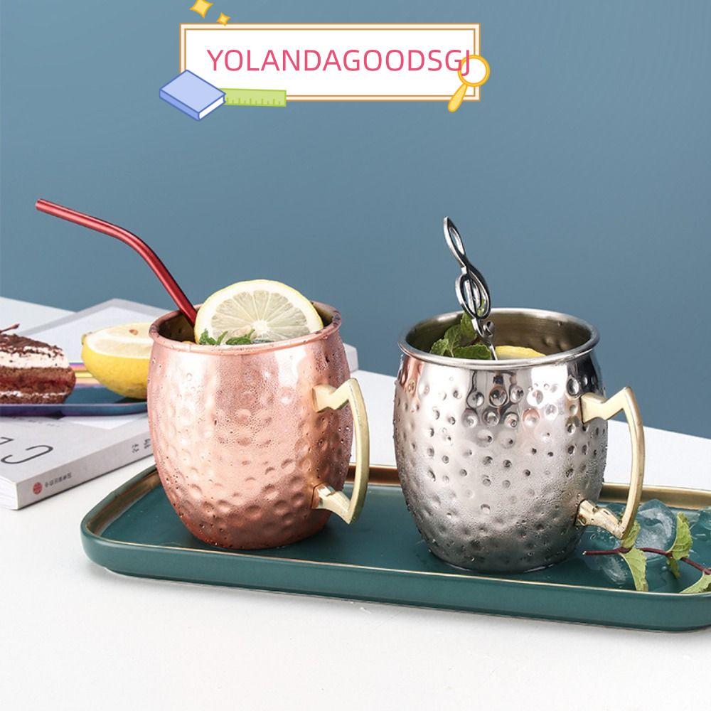 YOLANDAGOODSGJ ค้อนจุดถ้วย, Moscow Mule Handcrafted ถ้วยแก้ว,เรียบตอกลักษณะแปรง Moscow Mule แก้วล่อค