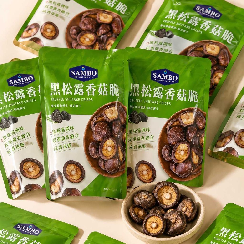 2026 สินค้าใหม่ Sam Bo Juju Juju Juju Delicious Black Truffle เห็ดหอมกรอบเห็ดกรอบผักแห้งสําเร็จรูปขอ