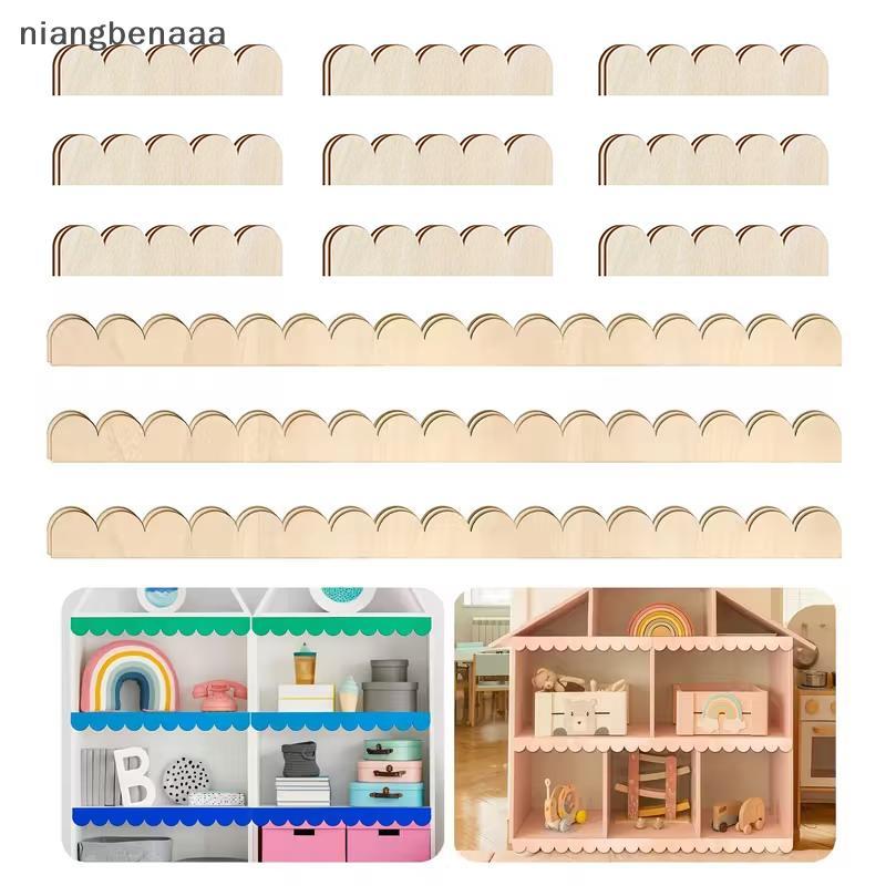 (niangbenaaa) 6/12 ชิ้นแถบไม้ตกแต่งรูปพัดลมยังไม่เสร็จสําหรับตกแต่งบ้าน DIY, ตู้, โครงหน้าต่าง, ตกแต่งปาร์ตี้ใหม่