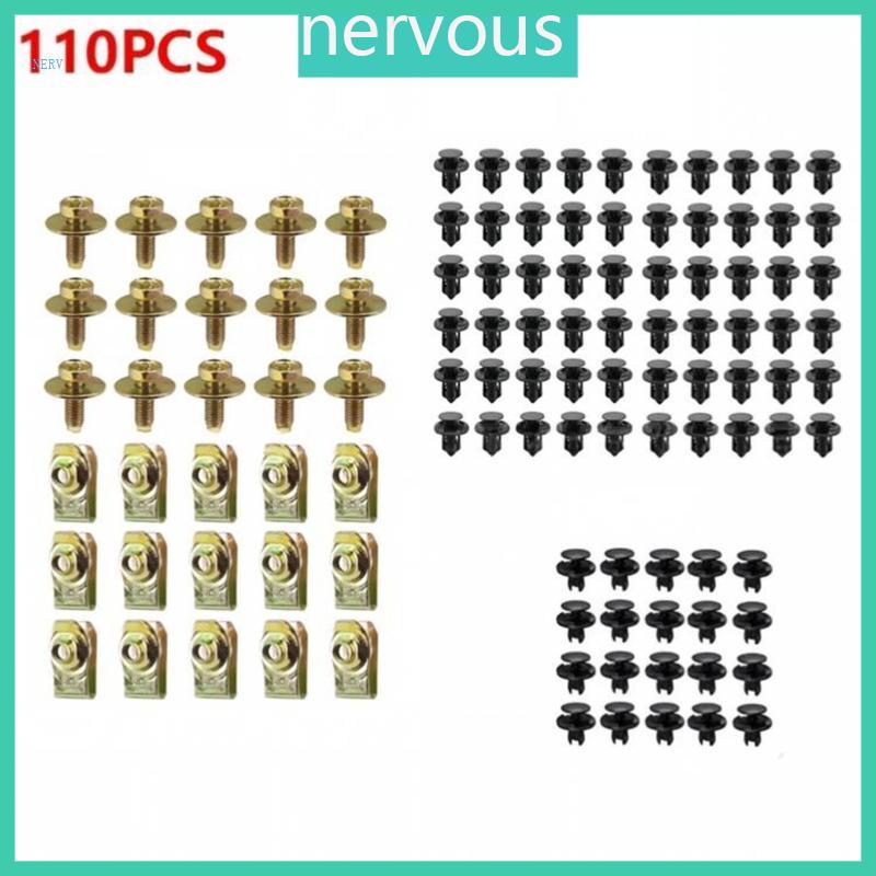 NERV ยานยนต์ Retainer Kit 110 คลิป Bolt และ Clip Nut Assortment สําหรับด้านหน้าซ่อม Underbody Guard 